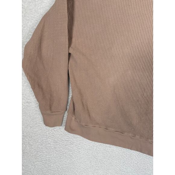 American Vintage Waffle Pullover Sweatshirt Long Sleeve Cream Med Large - Picture 2 of 5